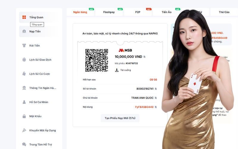 hướng dẫn nạp tiền rút tiền
