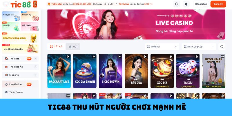 Tic88 thu hút người chơi mạnh mẽ